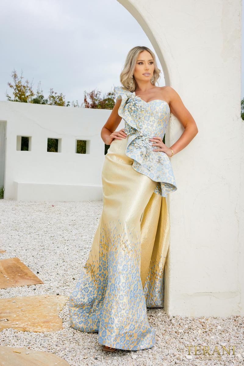Terani Couture 241E2402 – Gold Gray