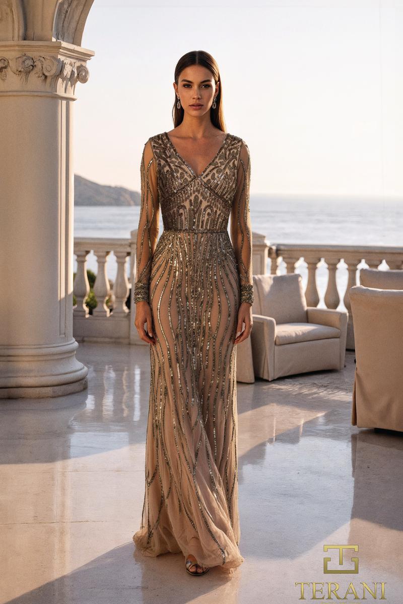 Terani Couture 261M6727 – Champagne Silver