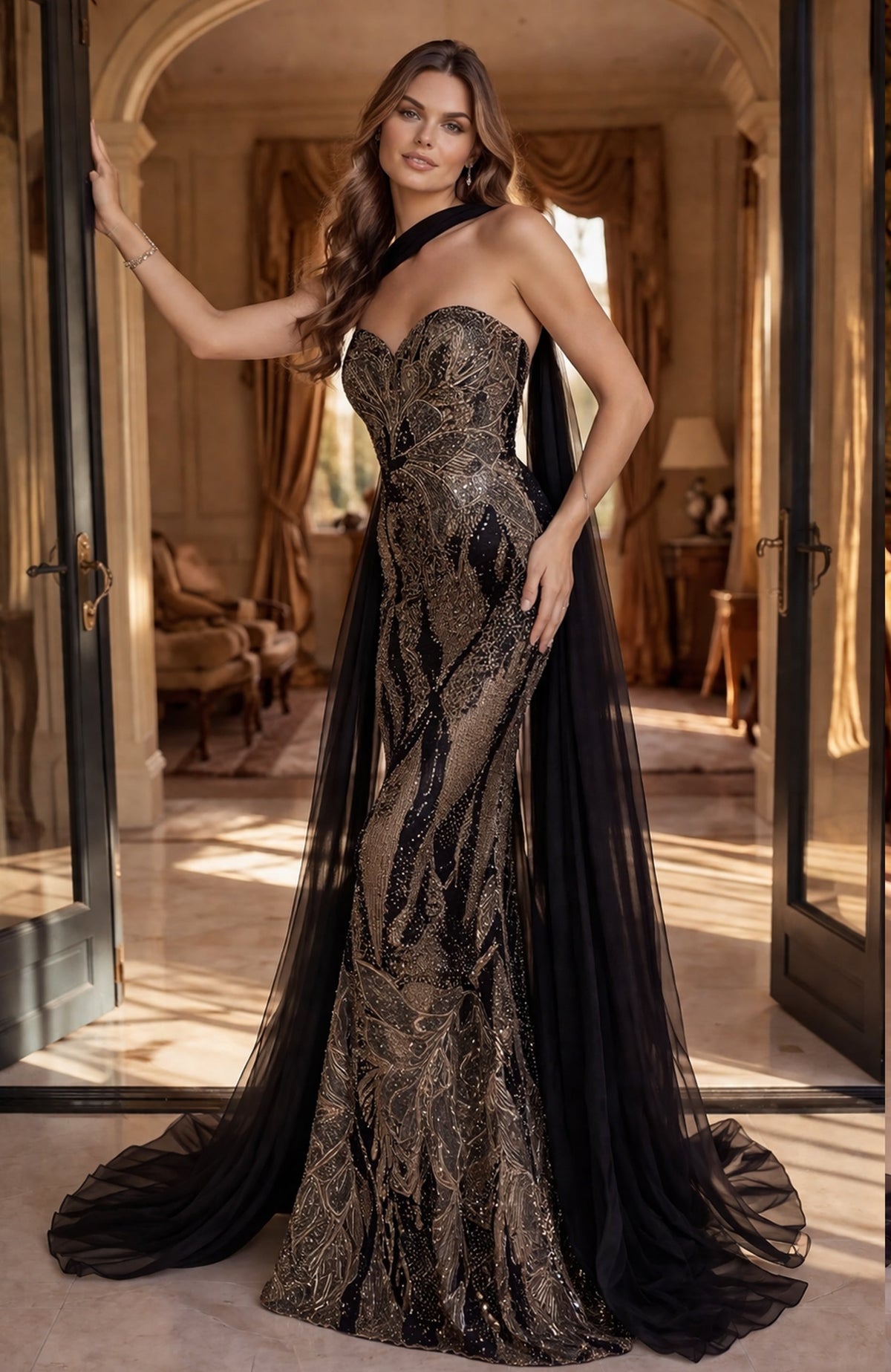Jovani 48709 – Jovani 48709 in Black/Gold