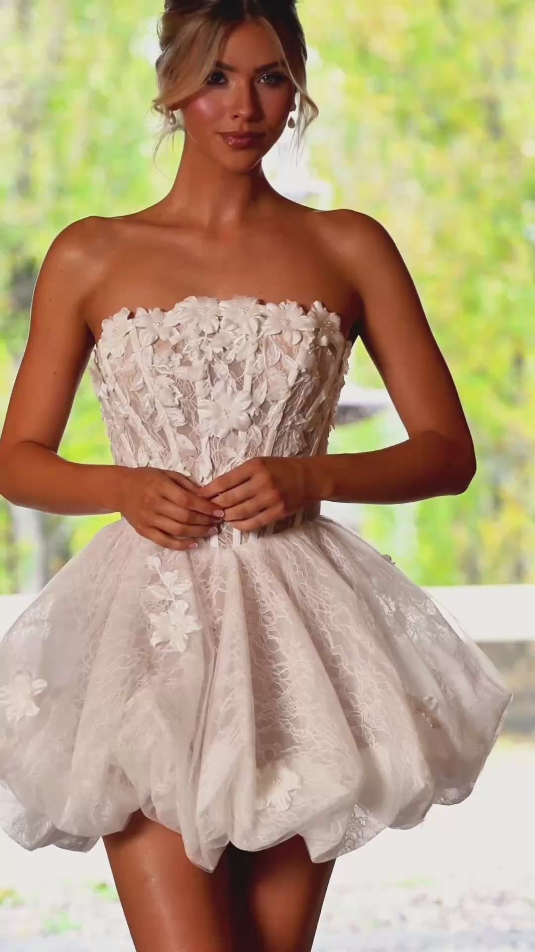 Portia and Scarlett PS26516 bridal mini dress in nude/ivory, close-up video